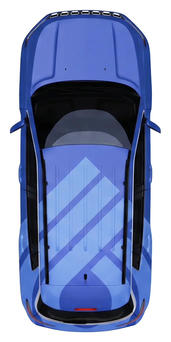 Top-down performance car representing a vehicle protected by IGLA